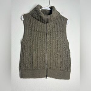 American Eagle SWEATER VEST OLIVE SIZE M Wool Blend Full Zip Turtle Neck
